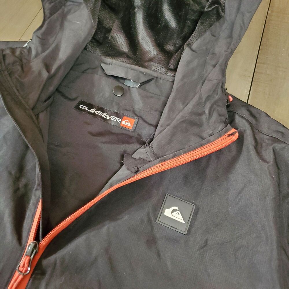 Quiksilver Full Zip Hooded Wind Jacket Men’s Large Black Packable